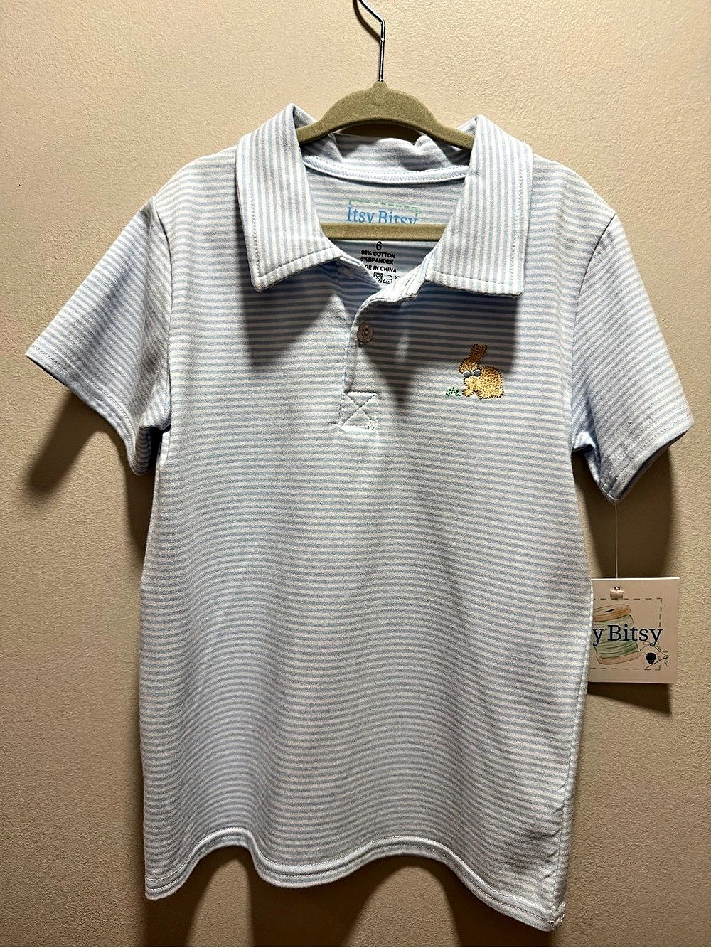 Itsy Bitsy Striped Polo Shirt Blue & White Boys Size 6 NWT